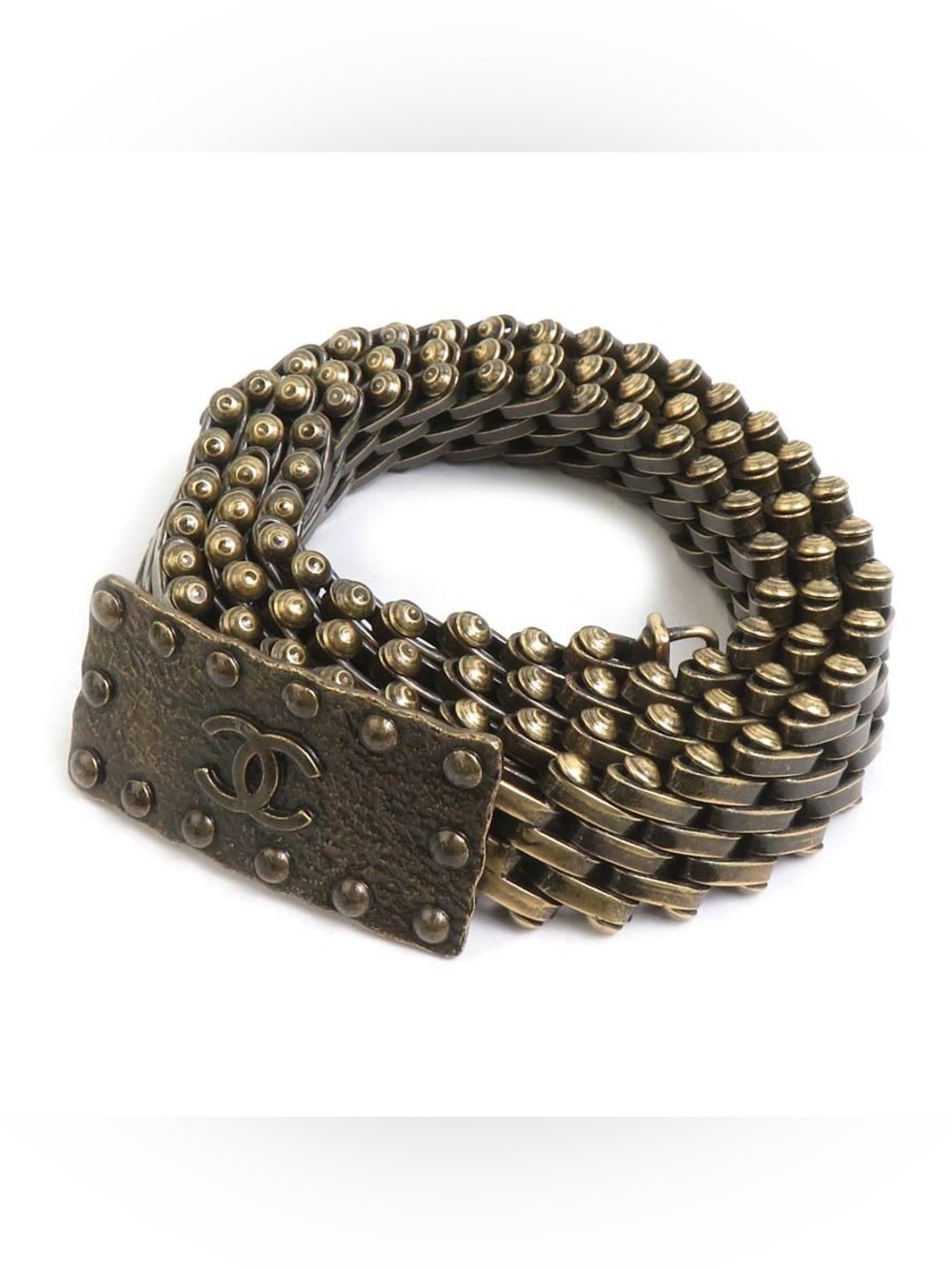 Authentic CHANEL brass buckle 1997 runway CC belt 74cm